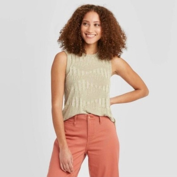 NWT Case Pack of 6 Jacquard Olive Green Sz M Tank Top - Picture 1 of 9